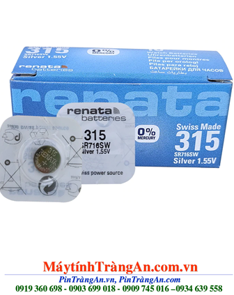Renata SR716SW-315; Pin đồng hồ 1.55v silver oxide Renata SR716SW-315